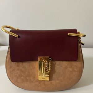 Authentic Chloe Burgundy and Tan Crossbody Bag